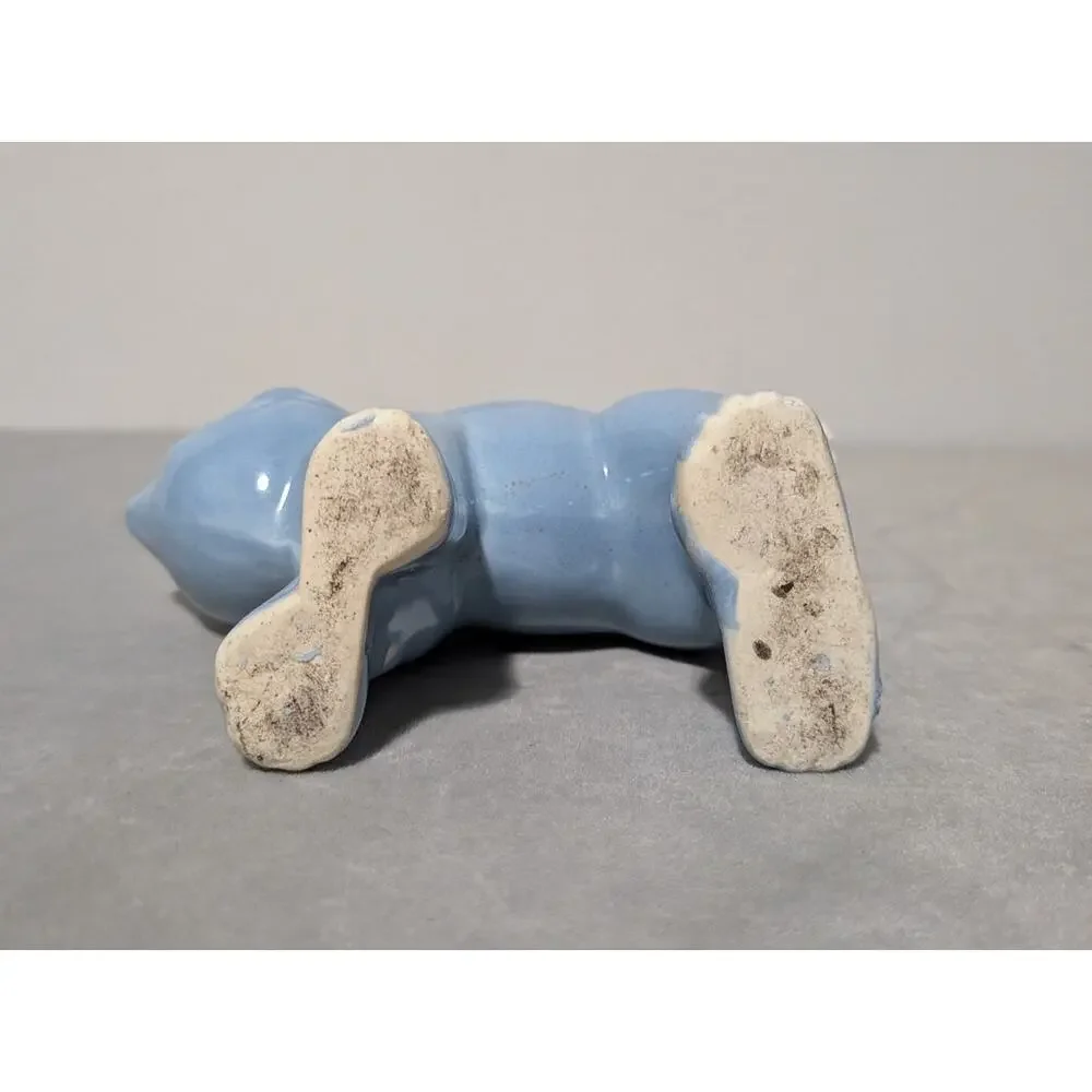 Vintage McCoy Morton Ceramic Blue Cat Planter Vase Arched MCM Kitten 1950s